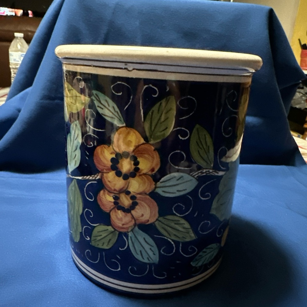 Deruta Ceramic Canister with Script